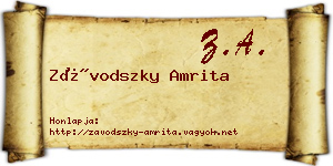 Závodszky Amrita névjegykártya